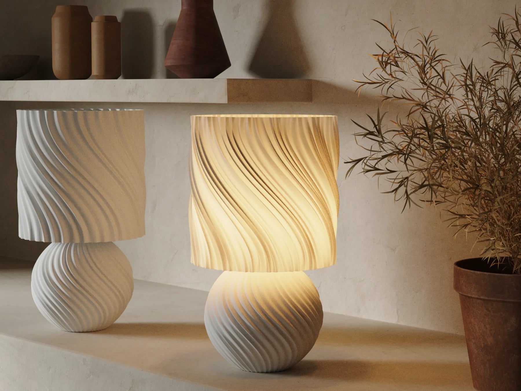FormaCraft Stoned Lamp — Japandi Wave Table Lamp