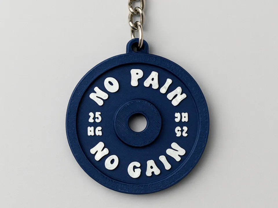 FormaCraft Weight Plate Keychain — No Pain No Gain