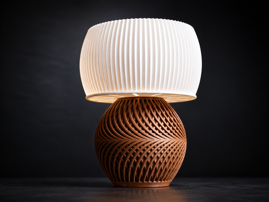 Brown Spiral Lattice Table Lamp