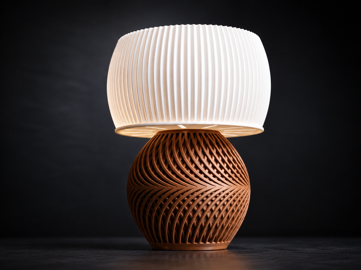 Brown Spiral Lattice Table Lamp