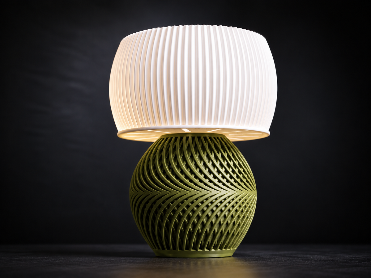 Olive Green Spiral Lattice Table Lamp