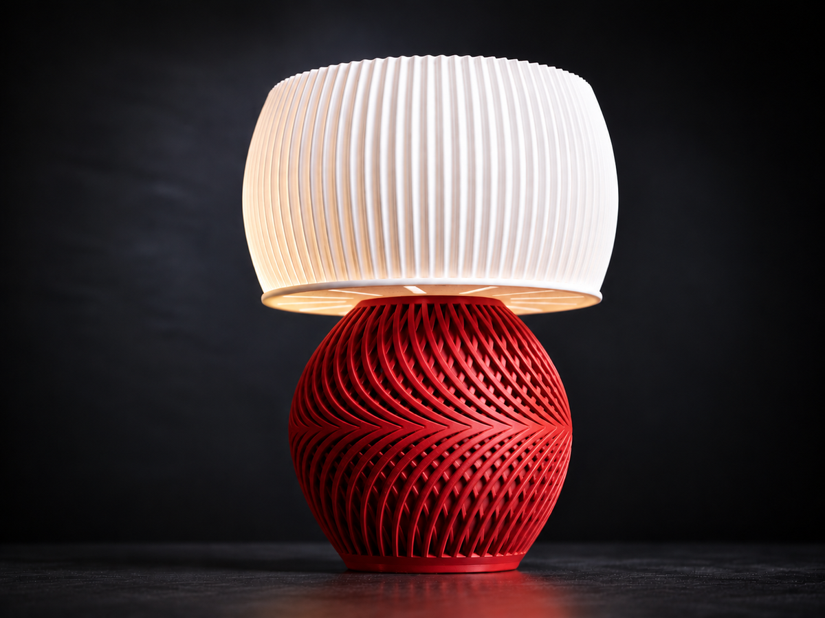 Red Spiral Lattice Table Lamp