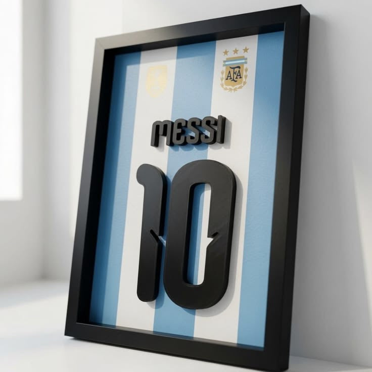 Reference styling for Messi Argentina number 10 framed wall art